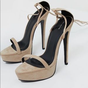 NWT PrettyLittleThing faux suede tie-up heels-9